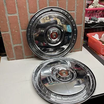 VINTAGE PAIR 1955 - 1956 Ford Fairlane Thunderbird Hubcaps Wheel Rim Covers 15  • $60.95