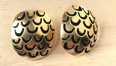 Vintage Steve Vaubel Modernist Design Large Post Earrings Gold Wash • $175