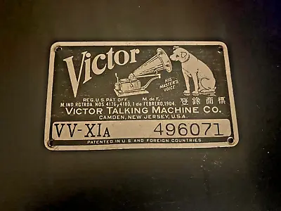 Original Victor Victrola Phonograph VV XI Chrome ID Tag • $12.50
