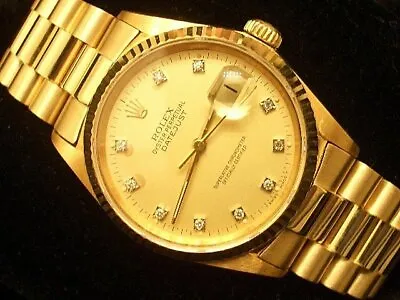 Rolex Datejust 16018 Mens Solid 18k Yellow Gold Watch FACTORY Diamond Dial • £14156.43