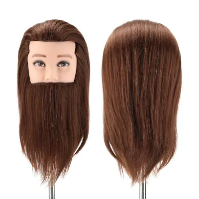 £24.99 • Buy 14'' 100% Real Hair Male Men Practice Training Head Styling Mannequin & Clamp UK