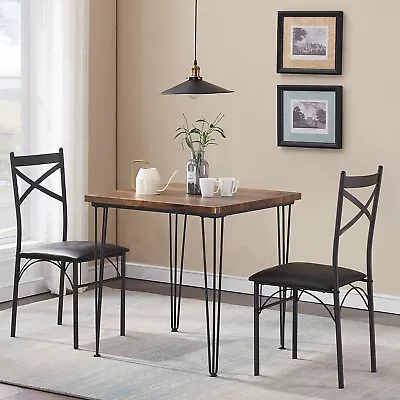 3 Piece Dining Table With Chairs Set Kitchen Wood Rectangular Breakfast Dinette • $119.99