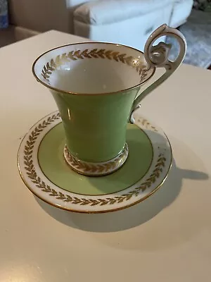 T & V France Mint Green With Gold Trim Tea Cup And Saucer. Gilman Collamore & Co • $43