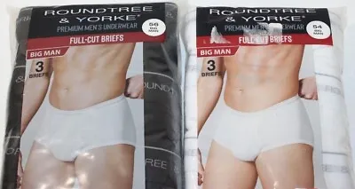 NWT Roundtree & Yorke Full-Cut 3 Briefs Big Man 46-56 Black/White 0005 • $15