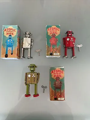 Schylling ATOMIC ROBOT MAN Tin Key Wind-Up Toy IOB - 1997. Three Boxes. • $25