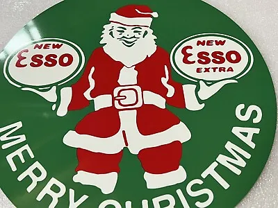 ESSO Santa Christmas Oil Gasoline Vintage Style  Round Sign • $20