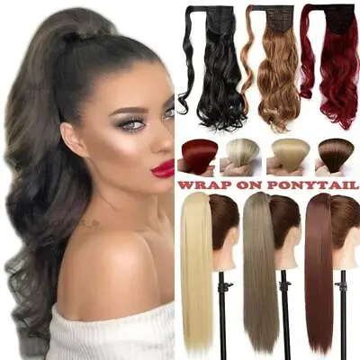 17  One Peice Ponytail Pony Tail Comb Clip In Hair Extensions Woman Girls Thick • £12.80