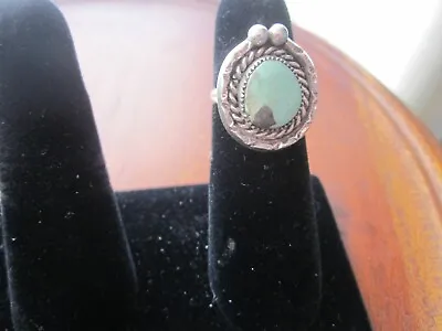 Vintage Navajo Sterling Silver Natural Turquoise Rope Band Ring Size 5 • $24