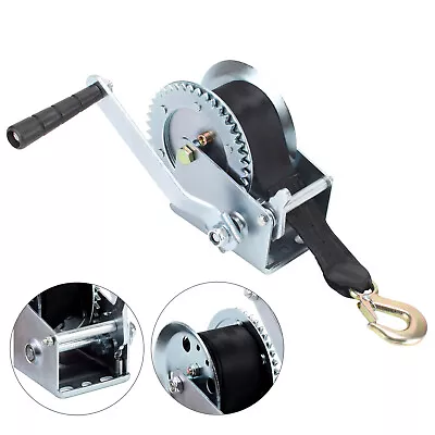 £20.99 • Buy Manual Hand Winch 1000lbs Boat Trailer Caravan Jet Ski Clothes Line Webbing  UK