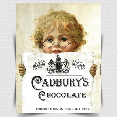 CADBURY'S CHOCOLATE Cocoa Vintage Advert SIGN METAL WALL PLAQUE Art Print Decor • £4.45