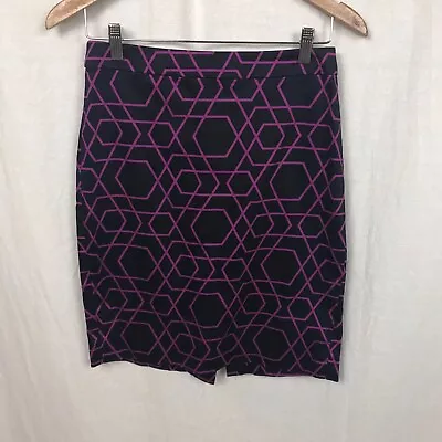 J Crew Women's The Pencil Skirt Geometric Print Cotton Blend Zip Closure Size 2 • $11.67