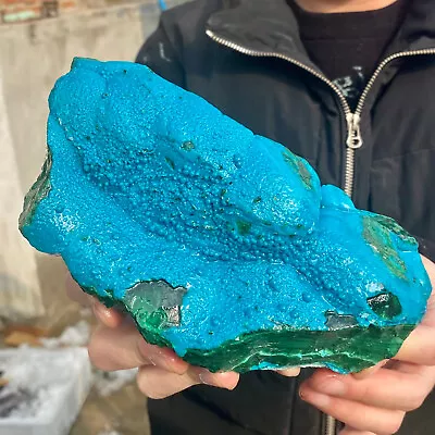 3.99 Natural Chrysocolla/Malachite Transparent Cluster Rough Mineral Sample. • $15.50