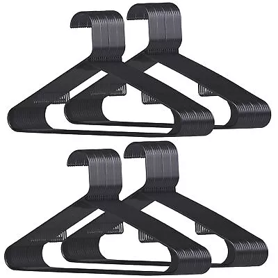 Pack Of 100 Black Plastic Hangers Durable Slim Stylish T-Shirt Home Organizer • $31.58