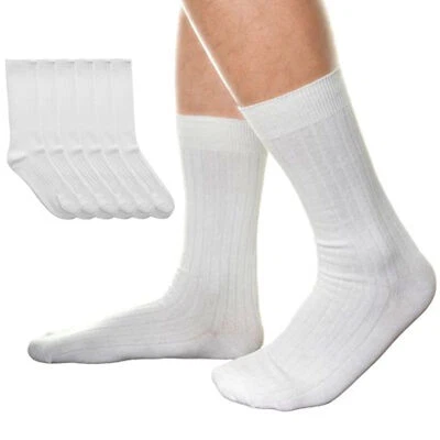 $11.48 • Buy 3 Pair Men Thin Cotton Lightweight Ribbed Dress Socks Casual Fashion White 10-13