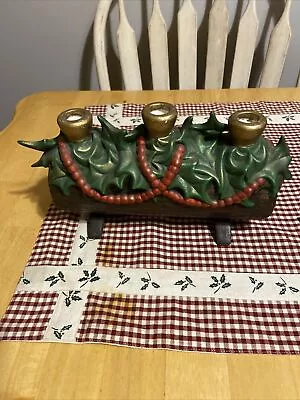 Vintage Ceramic Yule ￼Log Holly￼ Candleholder￼ Holiday Centerpiece C19 • $56