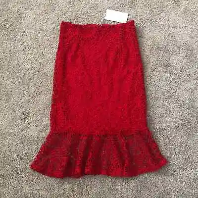 $24.95 • Buy Zara Skirt Womens Size M Red Lace Midi Mermaid