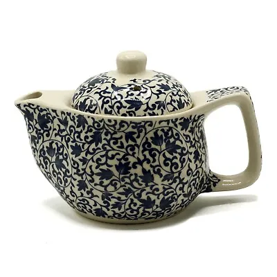 Small Herbal Teapot With Metal Strainer - Blue Pattern Design • £10.99