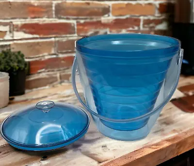 Thermal Ice Bucket Double Wall 3 Quart Blue Bail Handle Concept 4 Hong Kong 1990 • $22.99