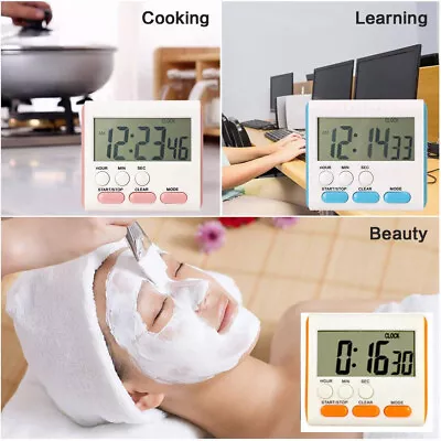 £5.29 • Buy Magnetic Large LCD Digital Kitchen Timer Loud Alarm Count Up Down Stand Clock UK