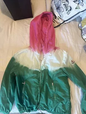 Moncler Kids Jacket Sz 10 Ombré Pink White Green Hoodie W/ Pockets Olive Giubbot • $173