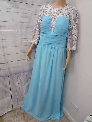 Mother Of Bride Prom Party Graduation Wedding Evening Formal Dress Blue Pastel L • $63.74