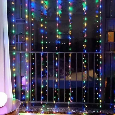 $8.99 • Buy 300 LED Curtain Fairy Lights USB String Light With Remote Xmas Party Wedding US