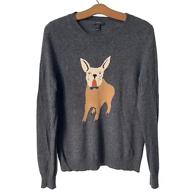 J. Crew French Bulldog Pullover Sweater Women L Crewneck Wool Blend Cozy Knit • $27.99