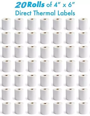 20 Roll 4 X 6 Zebra Direct Thermal Labels 250/Roll For Zebra GK420d ZP450 GX420d • $73.93