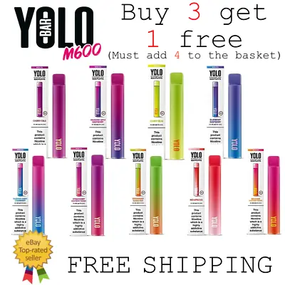 YOLO Mesh Disposable Vape Pen 20mg Nic Salt 600 Puffs Bars Ecig Juice Pod Kit • £3.99