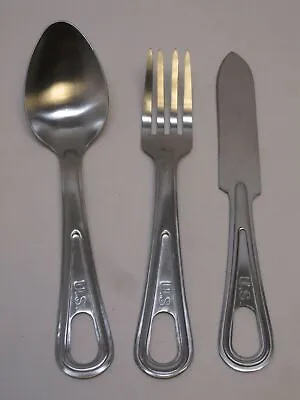 New Usgi Mess Kit Silverware Set Spoon Knife Fork Utensils Stainless Steel • $19.95