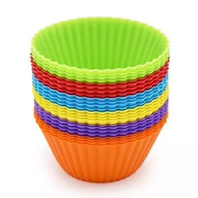 Silicone Cupcake Baking Cups Reusable Muffin Liners Small Nonstick 24pc 6 Colors • $9.89