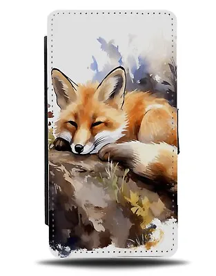 Lazy Little Fox Flip Wallet Case Sleeping Napping Nap Foxes Fox Painting CY58 • £19.99