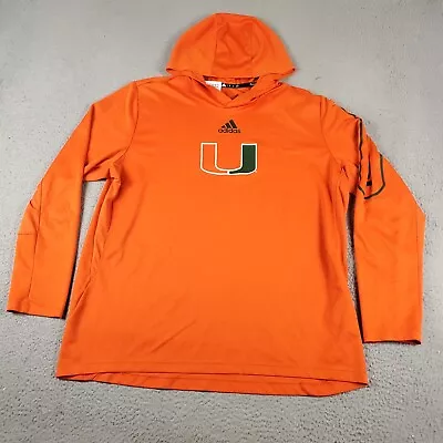 Adidas Miami Hurricanes T Shirt Mens XL Orange UM Hoodie Long Sleeve * • $28.95