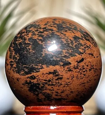 MAHOGANY OBSIDIAN SPHERE - Red Black Mineral Orb Reiki Root Chakra Crystal Decor • $33