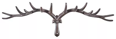 Large Cast Iron Decorative Stag Antler Wall Art Hook 63x12cm • £34.99