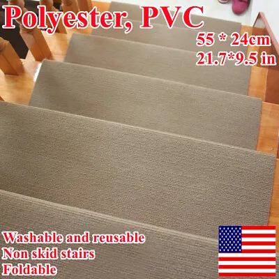 $33 • Buy 13 X Stair Treads Non Skid Stairs Foldable Washable Carpet Rugs Protection Cover