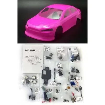 1/28 MINID Drift Racing RC Car KIT AWD Chassis Lancer EVO Body Shell Motor ESC • $141.19