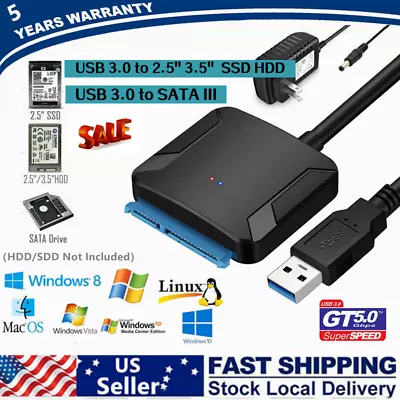 SATA To USB 3.0 Adapter External Hard Drive Converter For 2.5  3.5  HDD SSD US • $11.38