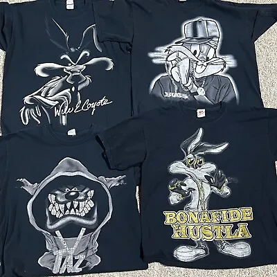 Lot Of 4 Vintage Looney Tunes Wile E Coyote Taz Bugs T Shirt XL Rhinestone • $110
