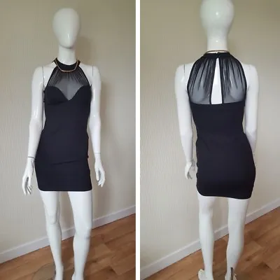 MISS SELFRIDGEBLACK MESH BODY CON PARTY DRESSUK 8(Used) • £8