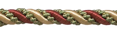 Wine Gold Green 7/16  Decorative Rope Cord Cherry Grove [By The Yard] • $3.29