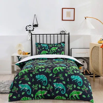 3D Watercolor Chameleon Branch Pattern Quilt Cover Set Bedding Sets Pillowcases • $129.99