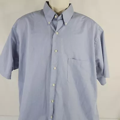 Geoffrey Beene Men Shirt Buttons Short Sleeve Wrinkle Free Size 18 Tall Blue • $6.36