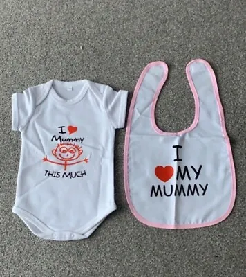 Baby Grow And Bib Set 3-6 Months With I Love My Mummy Image. • £7