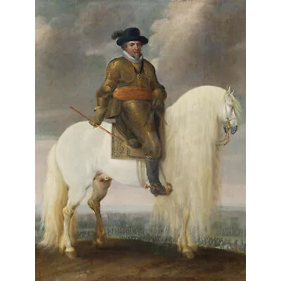 Van Hillegaert Prince Maurits White Warhorse Painting Large Wall Art Print 18X24 • £15.99