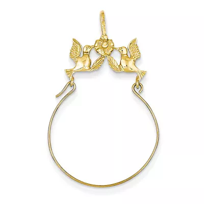 14k Yellow Gold Polished Doves & Bow Charm Holder D1309 • £141.87