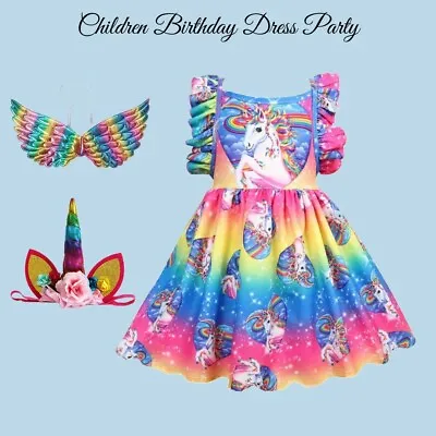 4 Yr Old Kid Birthday Dress Party With Unicorn Print | Child Unicorn Dress Party • £31.26