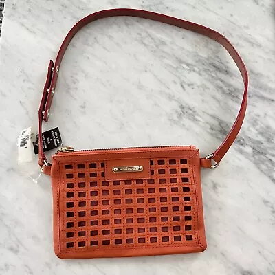 Authentic Michael Kors Perforated Genuine Leather Pouch Waist Belt Bag Mandarin • $45.99