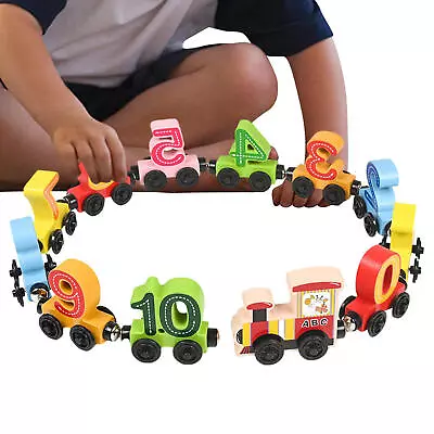 Wooden Number Train Toy 12 PCS Wooden Magnetic Number 0-10 Train Toy Set • $31.45