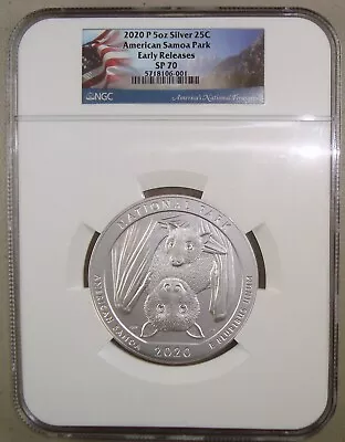 2020-P 5 Oz Silver America The Beautiful ATB American Samoa Park NGC SP70 • $385